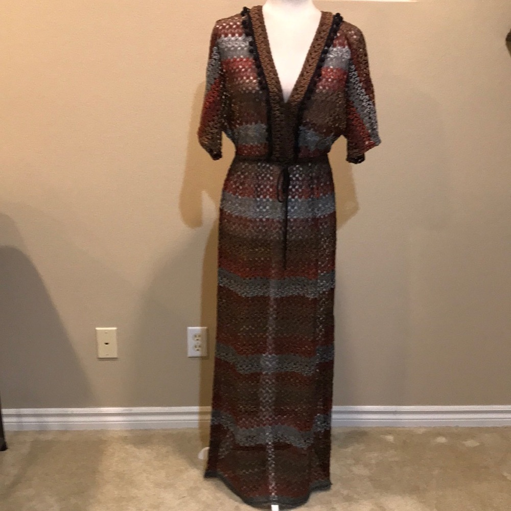 Eva Mendes For New York & Company Maxi Swim Dress Cover Up Earth Tones-Size XS